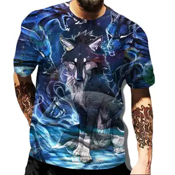 Legal 2022 Verão dos Homens de Impressão 3D T-Shirt O Pescoço do Lobo Animal de Manga Curta masculino 3D Roupas de Esportes Casual T-Shirt