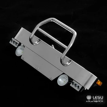LESU Metal pára-choques Dianteiro com Luzes de 1/14 RC TAMIYA King Hauler Grande Caminhão Trator Caminhão DIY Modelo de Carro