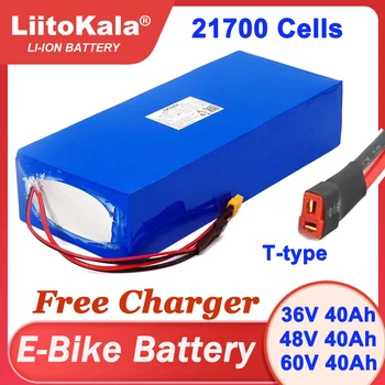 Liitokala 36V 48V 60V 40Ah 21700 Bateria de Lítio Para a E-bicicleta Elétrica Scooter +Carregador de Baterias 42V DE 54,6 V V 67.2