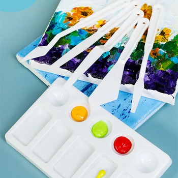 LOLEDE 6Pcs Plástico Profissional Faca de Paleta de Arte Definida para a Pintura a Óleo Saudável para o Artista Conjunto de Ferramenta de Pintura Artes Faca