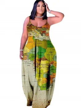 Longa Africana Vestidos Para Mulheres De Alcinhas Sem Mangas Vestes De Verão De Moda De Nova Impressão Solto E Casual Dashiki Africano Vestido De 2022