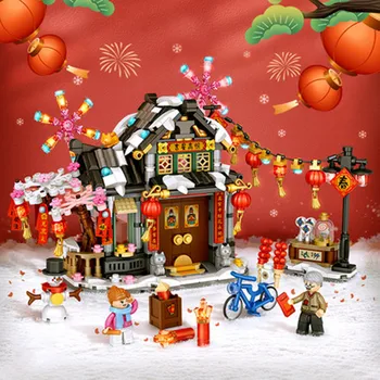 LOZ Feliz Ano Novo a Série de Blocos da Arquitetura de Feliz Natal Casa da Árvore Veado Mini Blocos de Tijolos de Construção de Brinquedo para Crianças 0