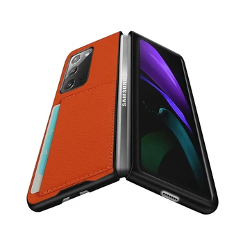 Luxo Genuíno caso de Couro para Samsung Galaxy Z Dobre 2 5G Z Fold2 5G Casca Protetora Ultra-fina Capa Capa Fundas
