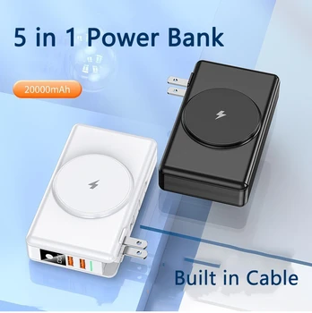 Magnético Qi Carregador sem Fio para o iPhone 12 13 pro 20000mAh Banco de Potência para o Samsung PD20W Carga Rápida Powerbank com Cabo Adaptador 0