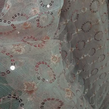 malha com bordado de lantejoulas brilhantes de casamento de noiva, decoração de tecido blings festa de abastecimento de tecido de 1 jarda 1
