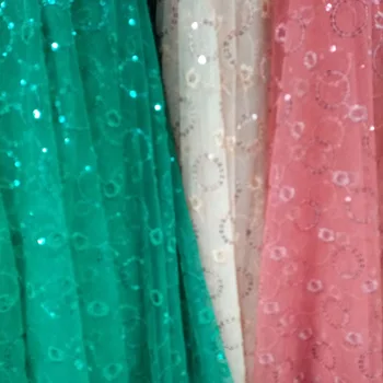 malha com bordado de lantejoulas brilhantes de casamento de noiva, decoração de tecido blings festa de abastecimento de tecido de 1 jarda 2