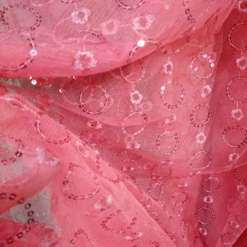malha com bordado de lantejoulas brilhantes de casamento de noiva, decoração de tecido blings festa de abastecimento de tecido de 1 jarda 4