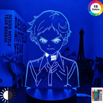 Mangá japonês Prometida Neverland Emma Figura 3D da Noite do Diodo emissor de Luz para a Casa, Decoração de quartos de Crianças Lâmpada de Cabeceira, Candeeiro de Mesa