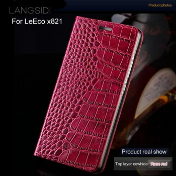 Marca de luxo do telefone caso genuíno de couro de crocodilo textura lisa caso de telefone Para LeEco x821 artesanal caso de telefone