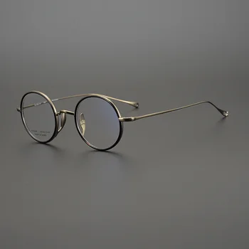 Marca japonesa Vintage Rodada Óculos Homens Ultraleve Rodada de Óculos com Armação de Armações de óculos de Óculos de grau masculino 0