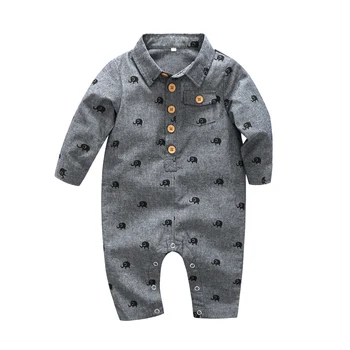 menino roupas de um pedaços de macacões de roupas de bebê ,algodão tempo de romper infantil, roupa de meninos Elefante tamanho de impressão 70 80 90 0