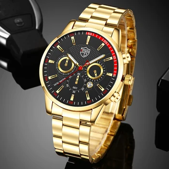 Mens Moda relógio de Pulso de Luxo Calendário de Negócios de Quartzo do Aço Inoxidável Relógios de Homens Casual Relógio de Couro relógio masculino