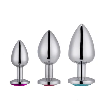Mini 3 peças de Cristal de Aço Inoxidável Plug Anal Removível Butt Plug Estimulador Anal Brinquedos Sexuais da Próstata Massageador Vibrador 0
