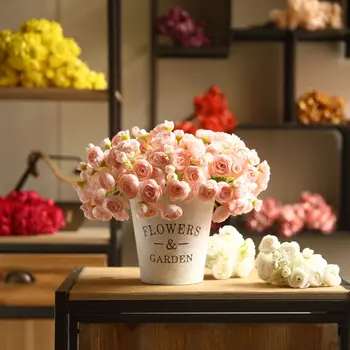 Mini Camélia botão de flor de simulação de flores do casamento lado buquê de flores do hotel decoração de fotografia adereços falso flores