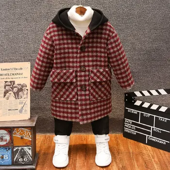 Moda 2020 Outono Inverno Engrossar Grade Jaquetas De Agasalho De Lã Casaco Menino Crianças Vestuário 2 Cores Para A Idade De 2 A 12 Anos 1