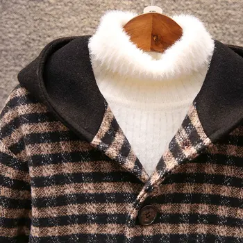 Moda 2020 Outono Inverno Engrossar Grade Jaquetas De Agasalho De Lã Casaco Menino Crianças Vestuário 2 Cores Para A Idade De 2 A 12 Anos 4