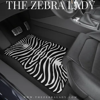 Moda de estampa de Zebra Carro Tapetes de preto a branco