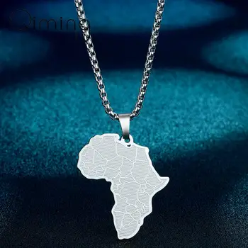 Moda, Mapa De África Do País Africano Pingente De Colar De Aço Inoxidável Da Jóia Mulheres Homens Retrô Vintage Colar 