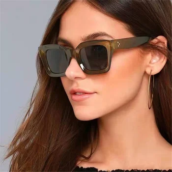 Moda Popular Olho de Gato Mulheres de Óculos de sol Retro Prego Claro Gradiente de Óculos de Marca de Designer Homens Praça de Óculos de Sol UV400 Eyeglasse 0