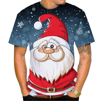 Moda verão Unisex Natal T-shirts de Impressão 3d Véspera de Natal Casual Cool Solta Manga Curta Tops Tees Homens Roupas de Presente