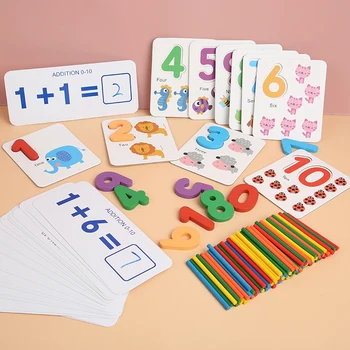 Montessori De Brinquedos Para Crianças De Matemática As Crianças Cedo, Brinquedos Educativos, A Contagem De Madeira Adesivo De Crianças Número De Cognição Presente De Aniversário 1