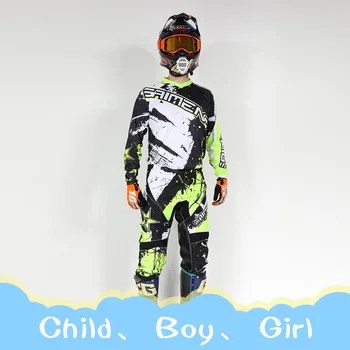 Motocross camisola e Calças de criança roupa infantil menino grande menina garoto estudante de corrida de terno conjunto de engrenagens Respirável Fora-de-estrada, BMX NOVO 0
