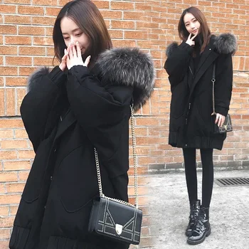 Mulher de Casaco de Inverno De 2022 Grande Gola de Pele para Baixo de Casaco Acolchoado Novo Meados de comprimento Mulheres Plus Size Gordura Jaqueta coreano Coats