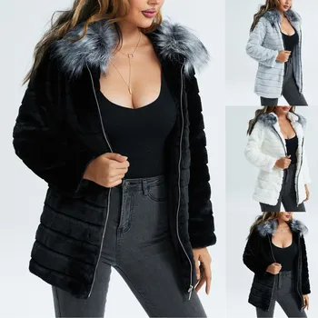 Mulheres de Outono E de Inverno de Cor Sólida com Capuz de Pelúcia Zip Jaqueta casaco casacos de inverno de 2022, a mulher casacos de inverno feminino куртка 0