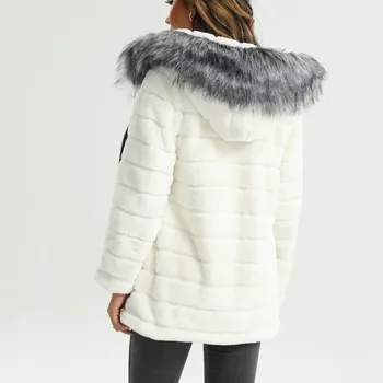 Mulheres de Outono E de Inverno de Cor Sólida com Capuz de Pelúcia Zip Jaqueta casaco casacos de inverno de 2022, a mulher casacos de inverno feminino куртка 1