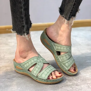 Mulheres Sandálias de Verão 2021 Sapatos Femininos Mulher Peep-toe Cunha Sandálias Confortáveis Sandálias Sandalias Femininas Plus Size 43 4