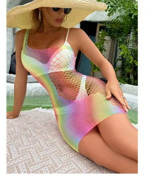 Mulheres Sexy Do Arco-Íris, Uma Peça De Um Ombro Vestido Candy Color Bodystocking Lingerie 3