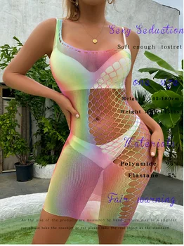 Mulheres Sexy Do Arco-Íris, Uma Peça De Um Ombro Vestido Candy Color Bodystocking Lingerie 5
