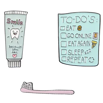 Multa Necessidades Diárias de Commodities escova de dentes pasta de dentes de um adesivo Broche de Mochila de Acessórios para Crachá de Decoração Broches Pin