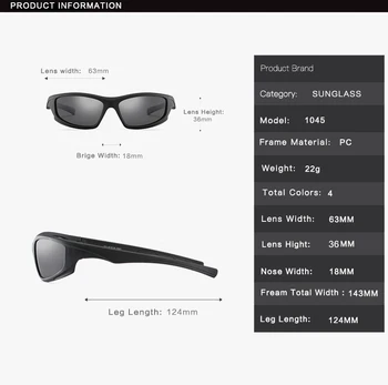 N249 Óculos de sol Polarizados Homens UV400 Anti-reflexo-Óculos de Sol Preto PC do Quadro de Desporto ao ar livre Óculos De Sol Gafas P1045 5