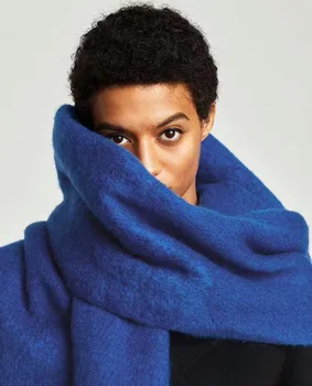 Nova de outono/inverno 2020 cor sólida espessa de borla cashmere imitação simples da moda xale quente cachecol lenço 2