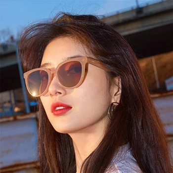 Nova moda coreana clássico da rodada armação óculos de sol de chá de leite cor de óculos de sol óculos de sol feminino designer de óculos de sol óculos de sol