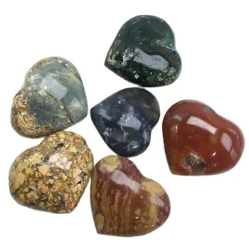 Nova vinda, pedra preciosa de cura pedras coloridas oceano jasper forma de coração para artesanato popular
