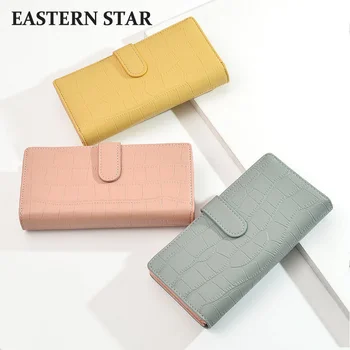 Novas mulheres do bolsa longo de bolsa de cor sólida padrão de pedra coreano carteira alterar lattice de cartões multi-assento saco de mulheres 0