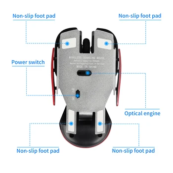 Novo 2.4 G sem Fio Mouse De 5 Botões Receptor USB Jogo de Ratos 1600DPI Óptico Recarregável Mouse Gamer Mause Para Laptop (Home Office 1