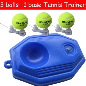 NOVO 3 de bola e 1 da base de dados de Bolas de Tênis de Instrutor de Prática Única Ferramenta de Treinamento Parceiro Kit para Iniciantes
