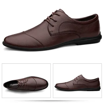 Novo original de Couro, Sapatos masculinos Primavera, Outono Diário Casual cadarço de Couro Mens Oxford Escritório de Negócios de Sapatos de Homens Vestidos de Noite 1