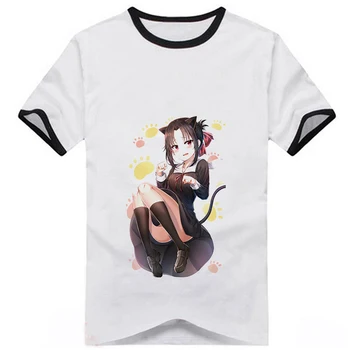 Novo quente Kaguya-sama: o Amor É Guerra anime tshirt Shirogane Miyuki Shinomiya Kaguya Unissex Casual Manga Curta Camiseta bonito imprimir Tee 1