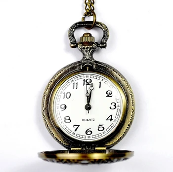 NOVO Tamanho Médio de Bronze relógio de bolso do número romano relógio estilo Colar estilo antiquado mulher Gneva Estilo 1
