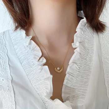 O coreano prata esterlina da jóia 925 colar de pérolas de ouro colar estilo das mulheres simples nicho online celebridade colar 3