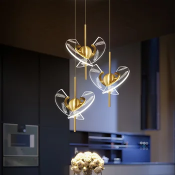 O Nordic light luxo escada led candelabro moderno restaurante a lâmpada do quarto-de-cabeceira brilhante decoração criativa cheia de cobre da lâmpada 0