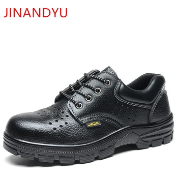 Ocos de Calçados de Segurança de Proteção de Aço Única de Aço Toe Sapatos de Trabalho Couro Moda masculina Preto Botas, Plataforma, Botas de Segurança para Homens 2