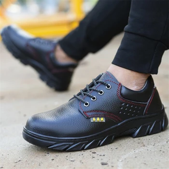 Ocos de Calçados de Segurança de Proteção de Aço Única de Aço Toe Sapatos de Trabalho Couro Moda masculina Preto Botas, Plataforma, Botas de Segurança para Homens 5