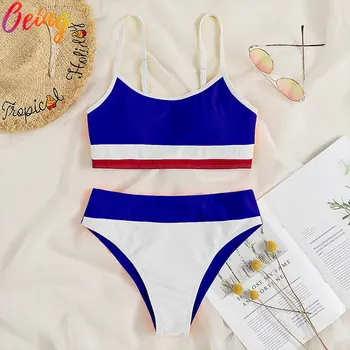 OEING Sexy Cor de Retalhos Biquini Cami Sutiã Acolchoado Micro Tanga de Verão de Natação de roupa de Banho moda praia Monokini 2022 1