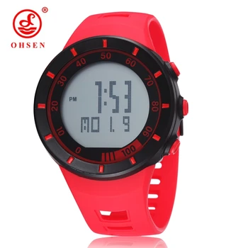 OHSEN Digital de Mulheres Relógios Impermeável Vermelho Moda Eletrônica Led ladies Watch Casal Relógio para Mulheres, Homens Amante de Relógios do Esporte
