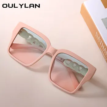 Oulylan Marca de Luxo de Praça Óculos de sol das Mulheres 2021 Vintage Óculos Oversized Tons para Senhoras Azul cor-de-Rosa Gradiente de Óculos de Sol 1